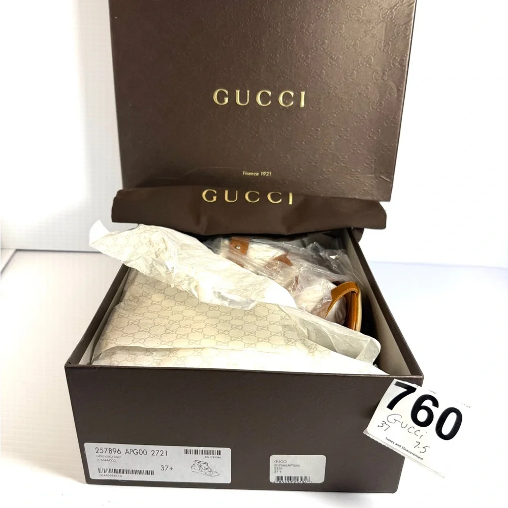Gucci Gladiator Brown Leather Sandal Shows Size EU 37.5 or 7.5 NWT - Picture 16 of 16